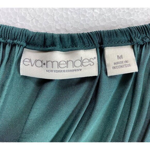 Eva Mendes‎ Teal Off-Shoulder Midi Dress Bell Sleeves Medium Gypsy Boho Hippie - Picture 3 of 5